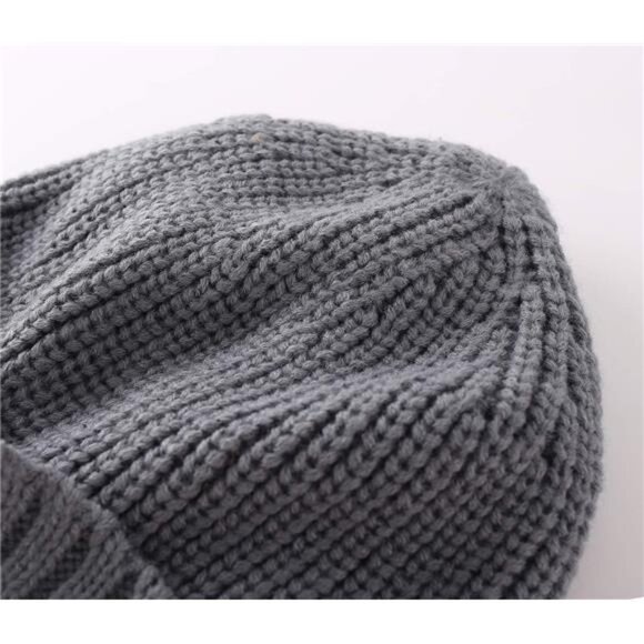 Men's Winter Hat Thick Knit Beanie Cap light Grey - Picture 5 of 7
